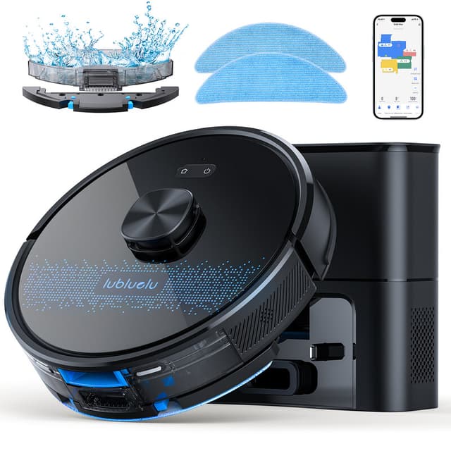 Lubluelu SL60MAX 3-in-1 robotstofzuiger met zuigstation, 4000 Pa, dweilfunctie, lasernavigatie en app-bediening, ideaal voor dierenharen, tapijten en harde vloeren