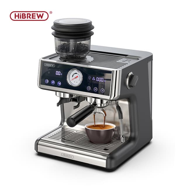HiBREW H7A Barista Pro espressomachine met dubbel boilersysteem, 20 bar, van boon tot espresso, met complete set voor thuis, café, hotel en restaurant
