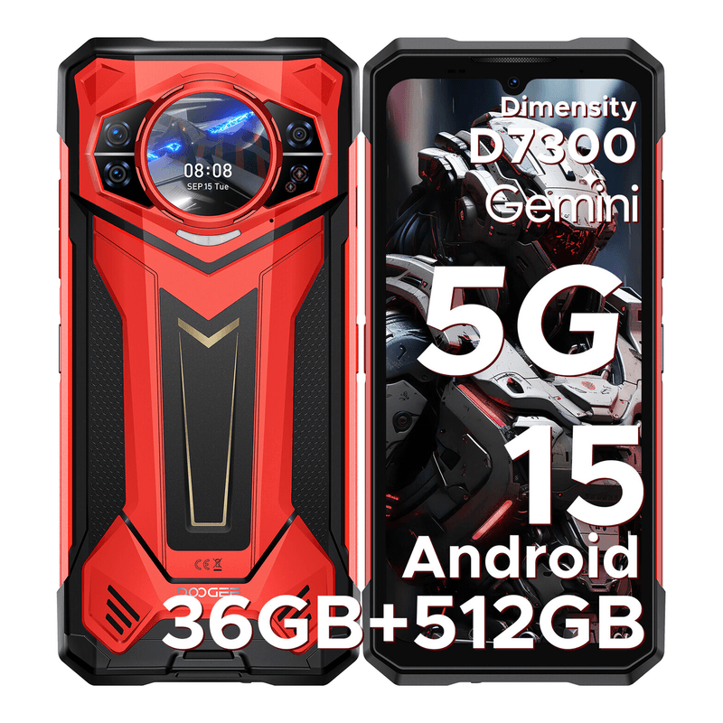 DOOGEE S200 Plus Robuuste Smartphone 5G, Dimensity 7300, (16 GB + 20 GB) + 512 GB met 1,32" Dynamisch Achterscherm Android 15 Robuuste Telefoon, 10100 mAh, 100 MP + 20 MP Nachtzichtcamera, 6,72", 120 Hz, NFC, Gemini AI Dual SIM — afbeelding 1