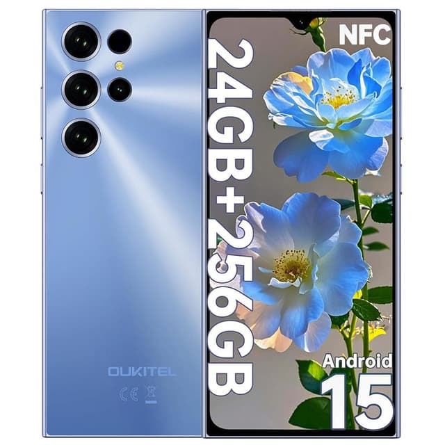 OUKITEL C61 Pro (8+256) Blauw smartphone, 6,88 inch HD+ 90 Hz-scherm, 5150 mAh, 13 MP + 5 MP, Dual SIM, 4G