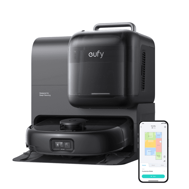 eufy Omni E28 HydroJet robotstofzuiger met dweil, draagbare diepe reiniger, 20.000 Pa turbosuigkracht, DuroSpiral anti-klit borstels, CornerRover-arm voor randen, alles-in-één dockingstation, voor huisdieren