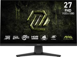MSI mag 272F X24 27" 1920 x 1080 (FHD), 240 Hz, AMD Adaptive Sync, HDR Ready, HDMI, VGA-poort, VESA-montage, Kantelbaar, 4-zijdig dunne rand, 0,5 ms, Zwart