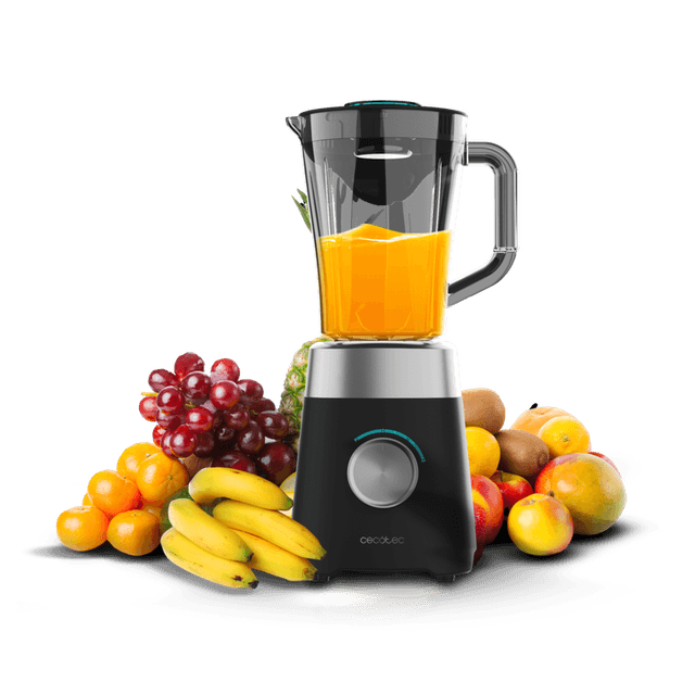 Cecotec 1300 W blender voor op het aanrecht – Power Black Titanium 1300Max, mengkan van 1,5 liter met 4 Black Titanium-messen, 2 snelheden & ijs-crush-functie