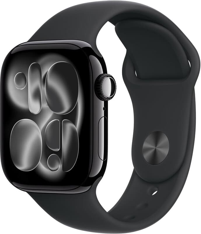 Apple Watch Series 11 GPS + mobiel netwerk 42 mm matzwarte aluminium kast met zwarte sportband - S/M — afbeelding 1