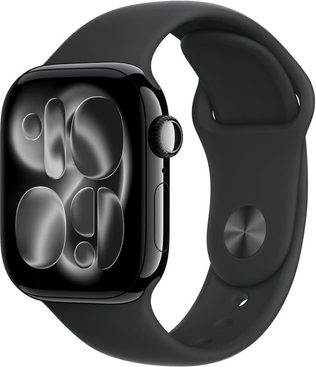 Apple Watch Series 11 GPS + mobiel netwerk 42 mm matzwarte aluminium kast met zwarte sportband - S/M
