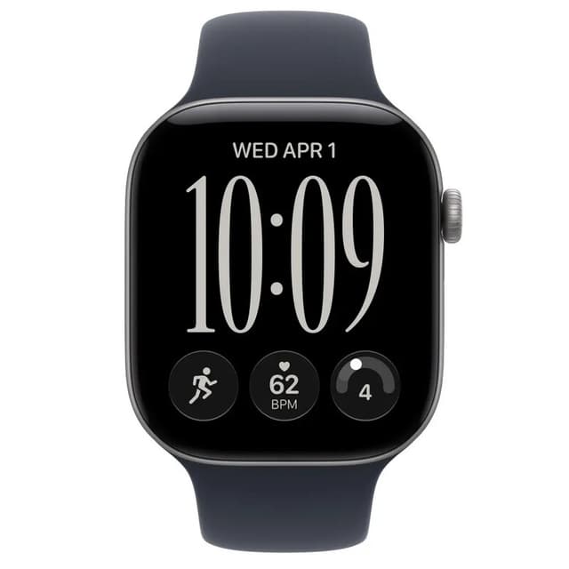 Apple Watch Series 12 GPS + Cellular 46 mm spacegrijs aluminium kast met navyblauw sportbandje - M/L