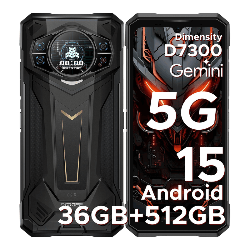 DOOGEE S200 Plus Robuuste Smartphone 5G, Dimensity 7300, (16 GB + 20 GB) + 512 GB Met 1,32" Dynamisch Achterscherm Android 15 Robuuste Telefoon, 10100 mAh, 100 MP + 20 MP Nachtzichtcamera, 6,72", 120 Hz, NFC, Gemini AI Dual SIM — afbeelding 1