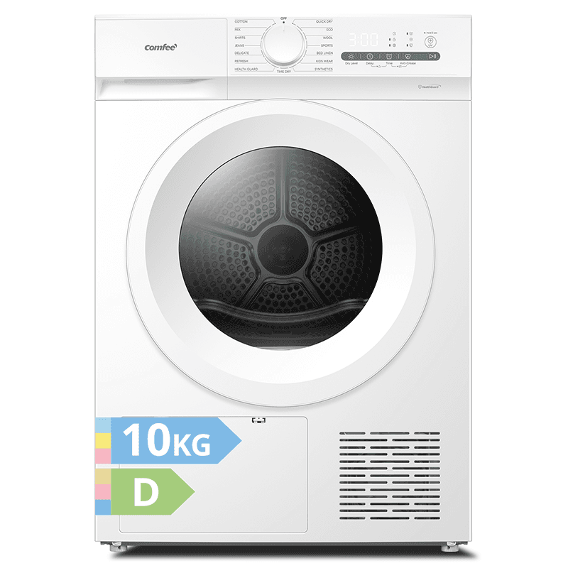 Comfee by Midea' CD10EHP05W-HR warmtepompdroger, 10 kg, energieklasse D met warmtepomptechnologie, UV-licht voor hygiënische zuiverheid, opfrissen, LED-display, sneldrogend, wit — afbeelding 1