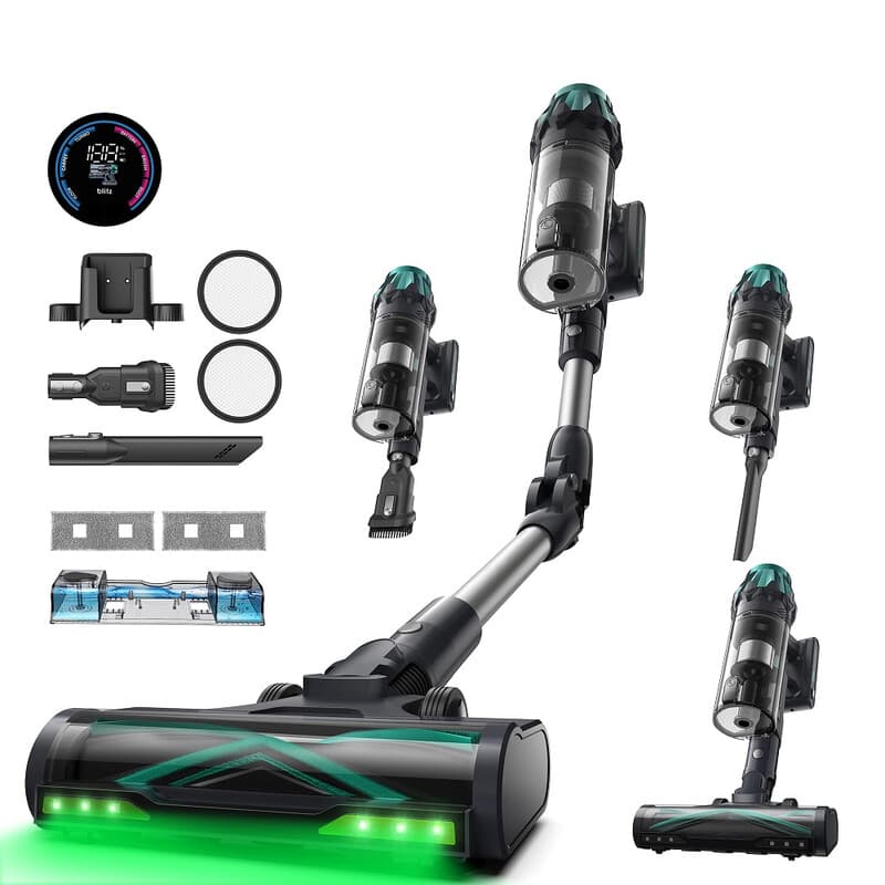 Vactidy 15 Max 65 kPa Draadloze Stofzuiger & Dweil met 600 W Motor, Opvouwbare Steel, Dubbele Groene Lichtdetectie, 60 Min Uitneembare Batterij, V-Vormige Anti-Klit Borstel, 230 ml Watertank, 6-Traps HEPA-Filtratie (99,9%), LED-Display, <62 dB – Voor Dier — afbeelding 1