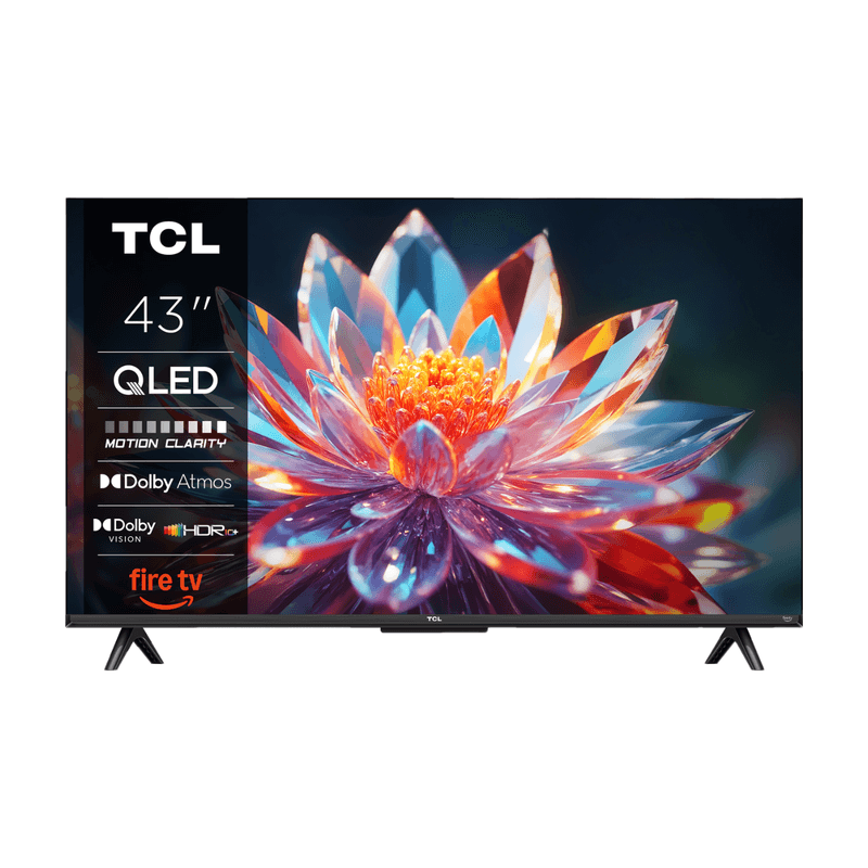 TCL 43T6C 43 inch QLED 4K HDR-tv, Fire TV (smart-tv met Dolby Vision en Atmos, HDR10+, druk op de knop en vraag Alexa) — afbeelding 1