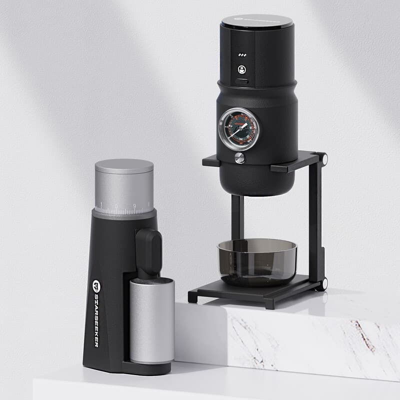 Starseeker set: EDGEmini draagbare draadloze elektrische koffiemolen + Super58 draagbare espressomachine (voor thuis/kantoor/kamperen) — afbeelding 1