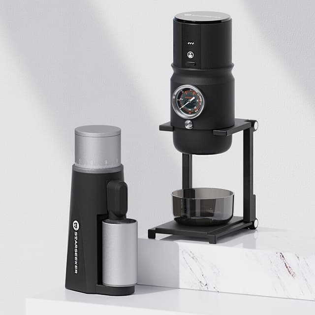 Starseeker set: EDGEmini draagbare draadloze elektrische koffiemolen + Super58 draagbare espressomachine (voor thuis/kantoor/kamperen)