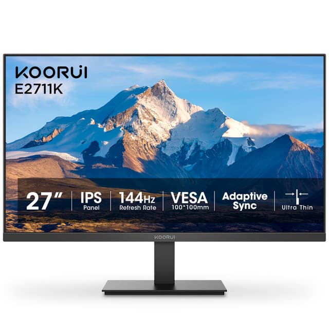 【Vakantiegeld-aanbieding】KOORUI E2711K Monitor 27 inch IPS FHD 144Hz VGA HDMI 1.4