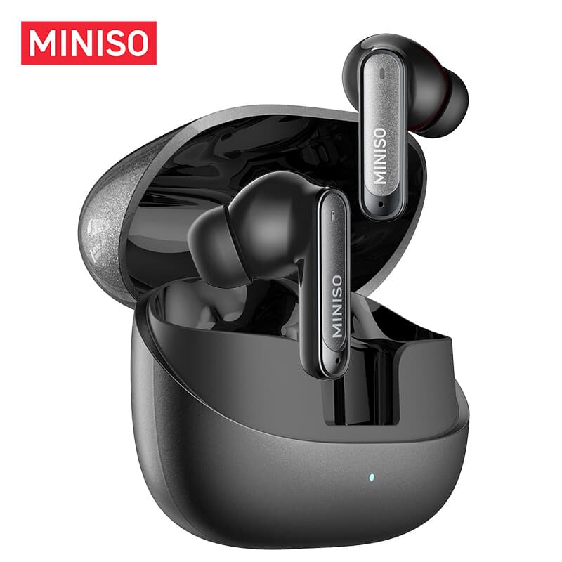 MINISO MS106 Draadloze Bluetooth 6.0 oordopjes, High Fidelity, IPX5 waterbestendig, AI-taalvertaling, geschikt voor kantoor, sport, studeren en audiogesprekken, ingebouwde microfoon, TWS-oordopjes, zwart — afbeelding 1