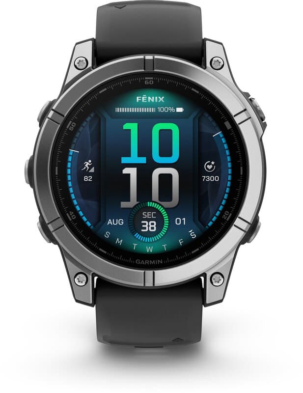 GARMIN fenix E - 47 mm, AMOLED, roestvrij staal, zwart siliconen band — afbeelding 1