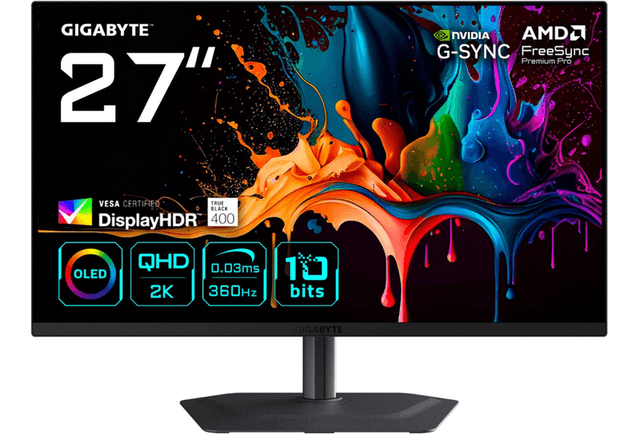GIGABYTE MO27Q3 computermonitor 68,6 cm 27 2560 x 1440 pixels Quad HD QD-OLED Zwart
