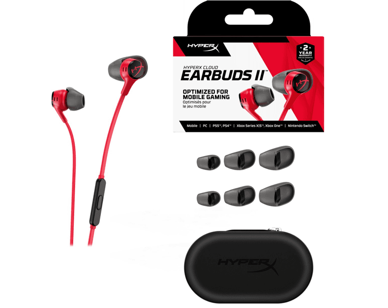 HyperX Cloud Earbuds II - gaming-oordopjes met microfoon - rood - pc/PlayStation/Xbox/Nintendo Switch/mobiele apparaten — afbeelding 1