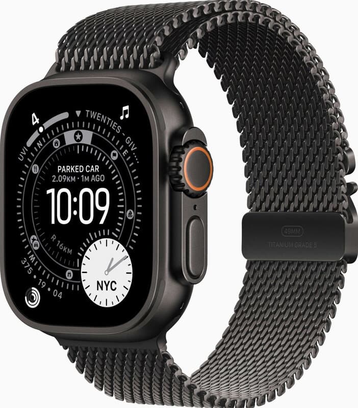 Apple Watch Ultra 3, Milanees Bandje S, Zwart (Zwart) — afbeelding 1