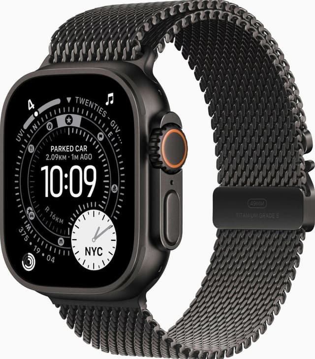 Apple Watch Ultra 3, Milanees Bandje S, Zwart (Zwart)