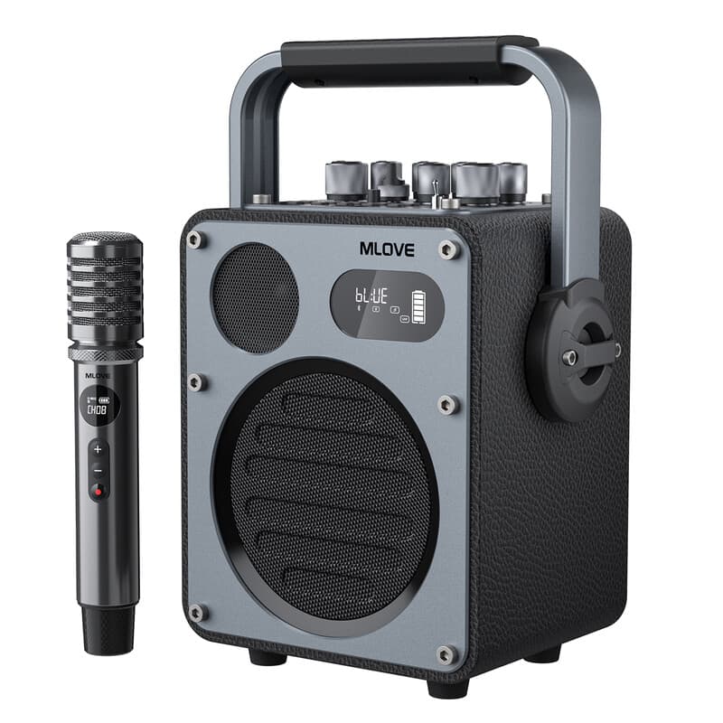 Mlove Rangers D4 Bluetooth karaoke luidsprekersysteem, draagbare zangmachine met draadloze microfoons en hoge geluidskwaliteit voor stemopname — afbeelding 1