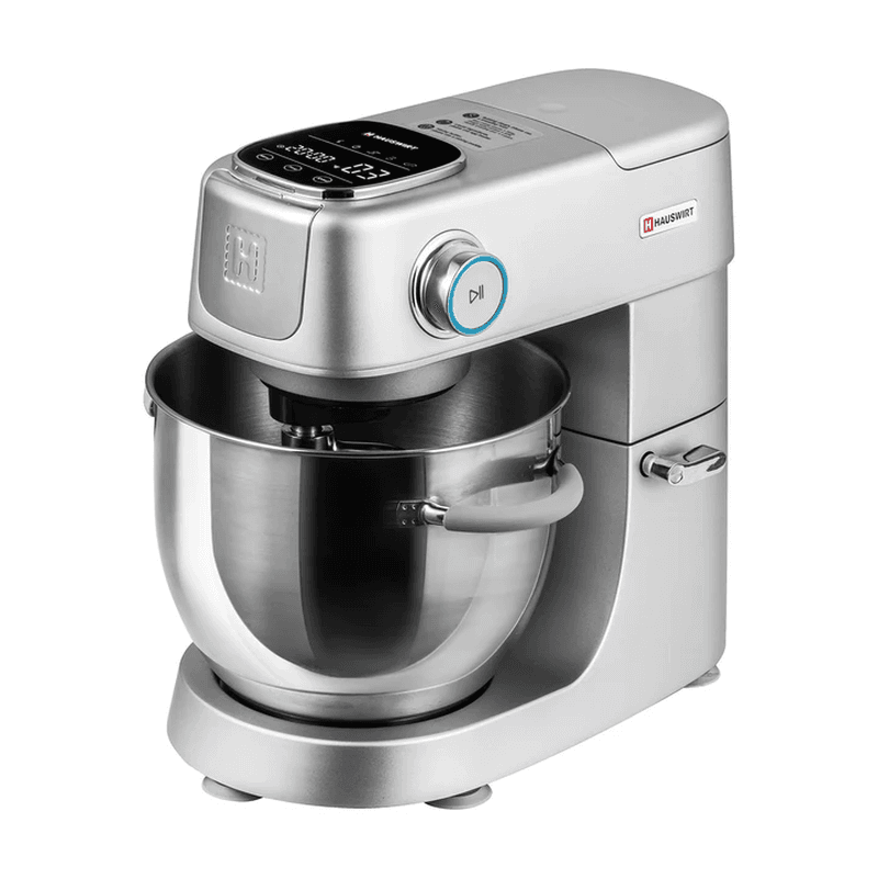 HAUSWIRT M5 Max staande mixer met volledig metalen constructie, 5,5 liter XL-grote capaciteit, 4,5-inch LED-touchscreen, 11 standen voor deeg, zilver — afbeelding 1