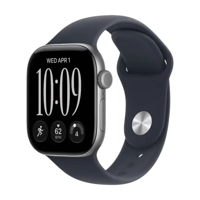 Apple Watch Series 12 GPS 42 mm spacegrijs aluminium kast met navyblauw sportbandje - S/M