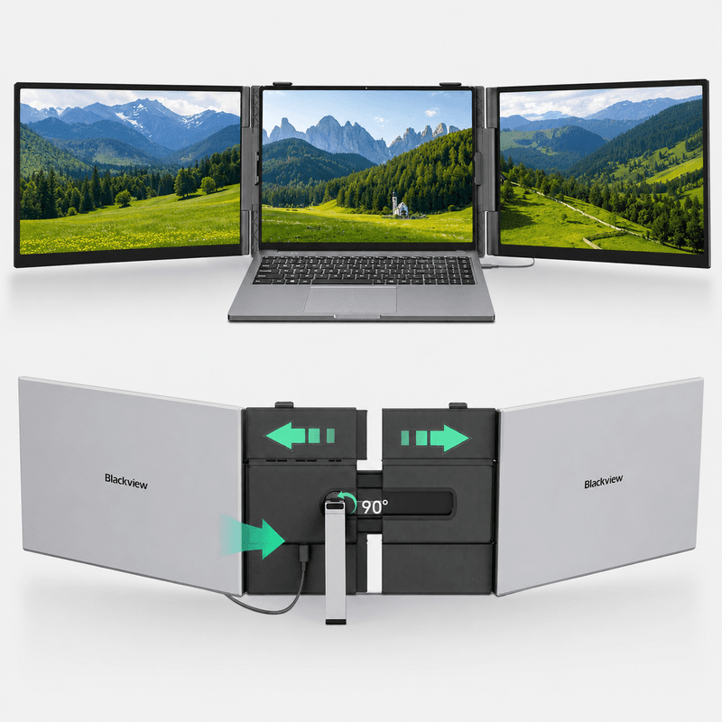 Blackview DCM8 Pro 15,3" FHD, Draagbare Dual-Screen Monitor met Echte One-Cable Setup (USB-C), 4,5 mm, 1,2 kg, Oogbescherming, voor Laptop/Telefoon/Switch/PS5 — afbeelding 1