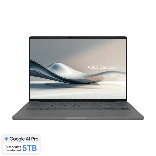 ASUS Zenbook A14 UX3407QA-QD479W 14 inch Copilot+ PC laptop – Snapdragon X, 16 GB RAM, 512 GB SSD, WUXGA OLED, Nederlands QWERTY, IJslands grijs