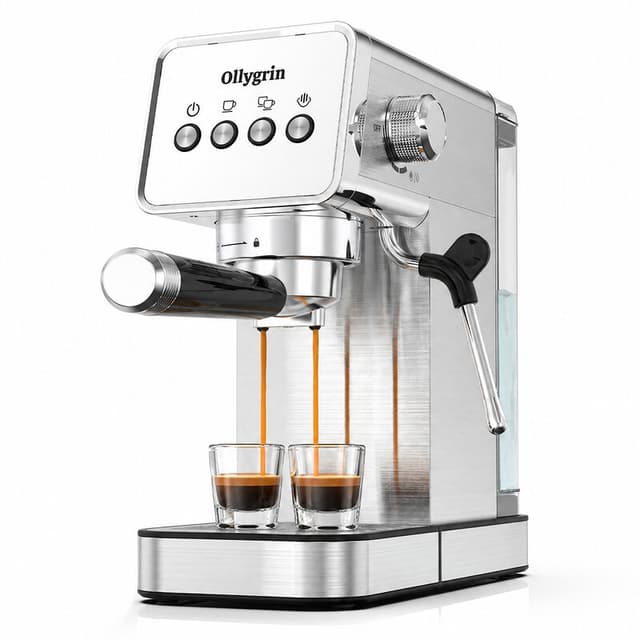 Ollygrin EM1502 20 bar espressomachine, professionele espressomachine met stoompijpje, espressomaker met afneembare waterreservoir & lekbak voor thuisgebruik