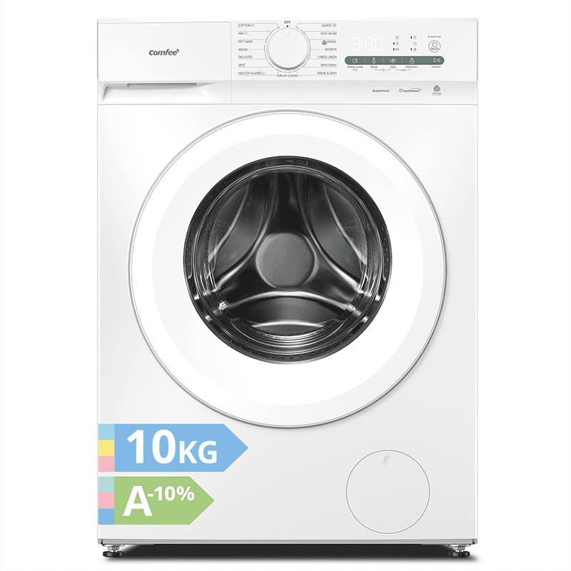 Comfee by Midea 10 kg wasmachine, met anti-dierenhaarprogramma en stoomfunctie, 16 programma's, energie-efficiëntieklasse A-10%, bijvulfunctie, stil en energiebesparend, CF10EWP05W-HR, wit — afbeelding 1