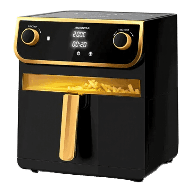 Aigostar 8 L airfryer LED display met kijkvenster, 11 vooraf ingestelde menu's, anti-aanbaklaag, dubbele knop + elektronische touchscreenbediening 1700 W