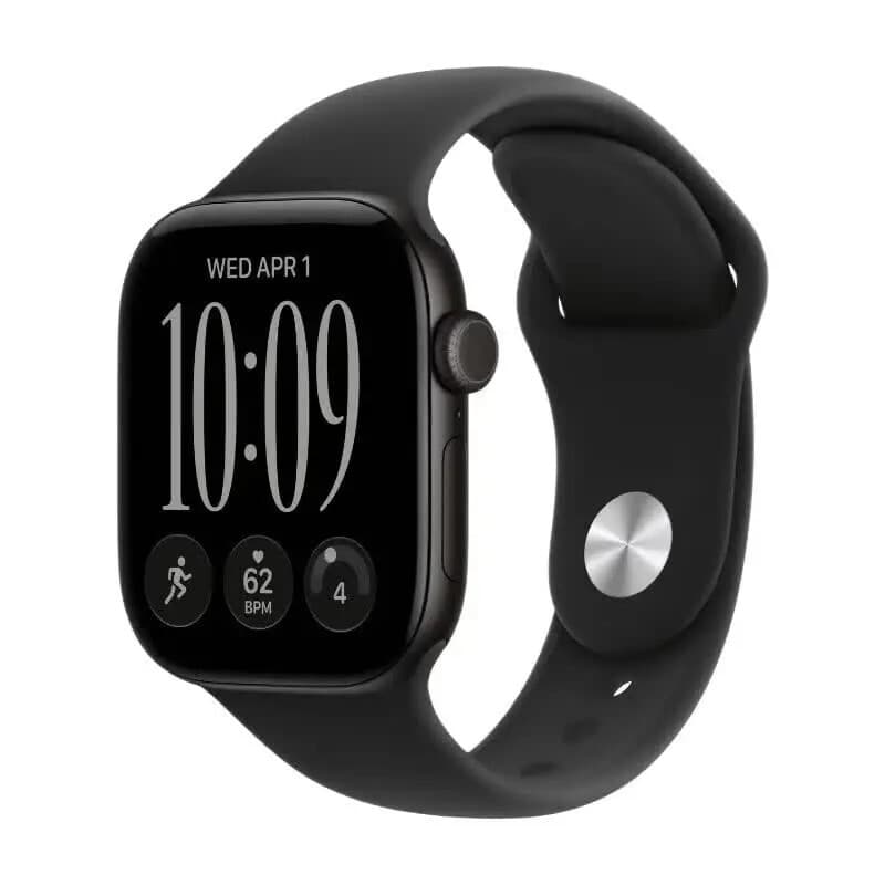 Apple Watch Series 12 GPS 42 mm Zwart Aluminium Kast met Zwart Sportband - M/L — afbeelding 1