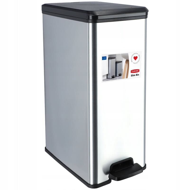 Curver Decobin Slim afvalemmer - 40 liter - Metallic-look - Premium opbergoplossing - Duurzaam kunststof - Moderne huiselijke organisatie — afbeelding 1