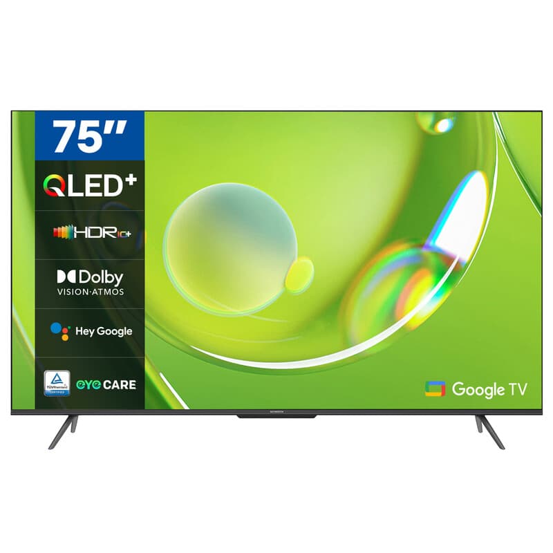 METZ Smart TV, MQD7500Z, 75" (191 cm), QLED, 4K UHD, HDR 10, Google TV, HDMI en USB, Slim, Modern, Zwart — afbeelding 1