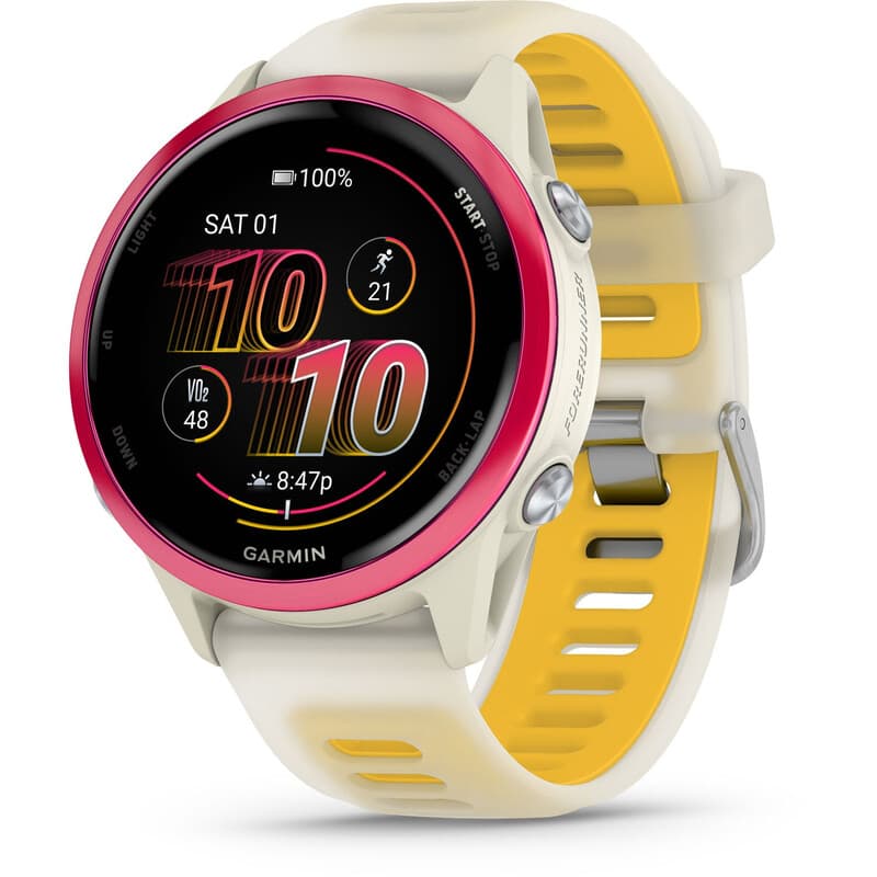 GARMIN Forerunner 570 42 mm Smartwatch - Bone/Mango Aluminium Siliconen Band — afbeelding 1