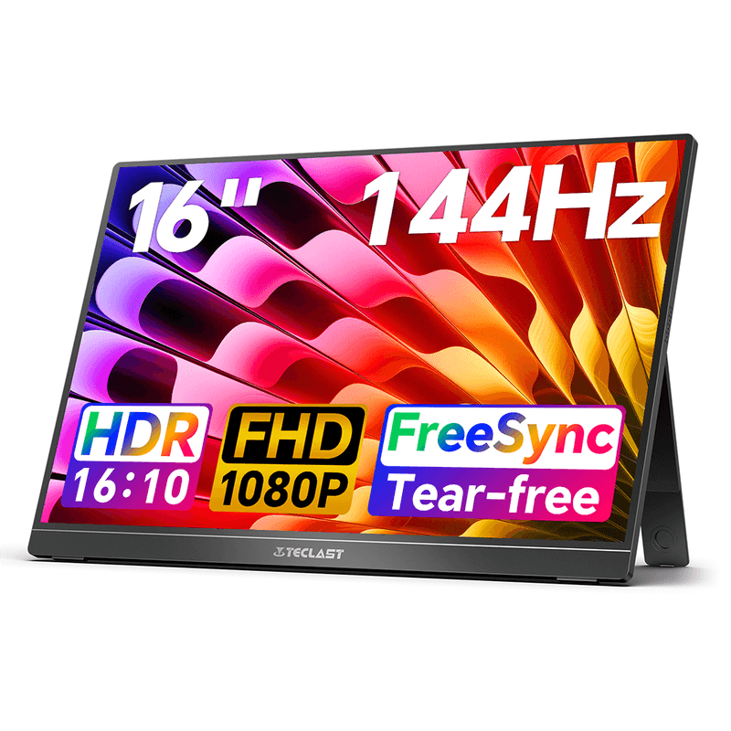 TECLAST V16H 16"draagbare monitor,144Hz FHD IPS-scherm,16:10,FreeSync,HDR,2 USB-C,Mini HDMI,stereoluidsprekers,ingebouwde standaard,slank scherm voor laptop, gamen, werk en reizen — afbeelding 1