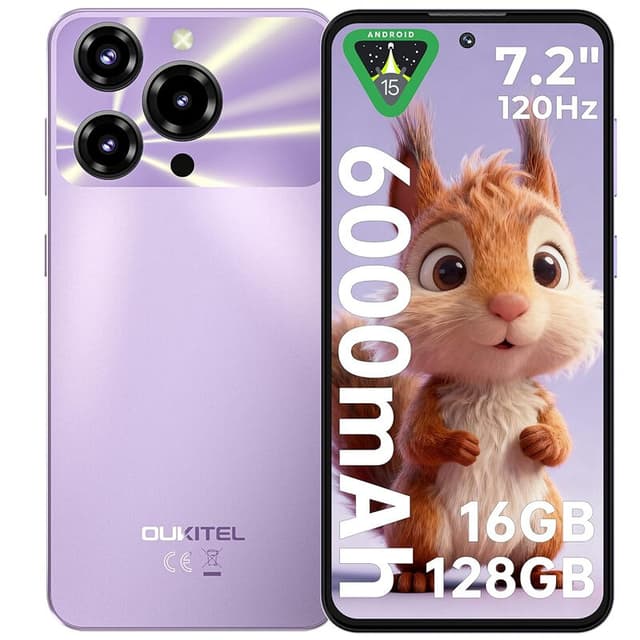 OUKITEL C69(4+128) 7,2 inch 6000 mAh batterij 9,5 mm ultradunne behuizing smartphone paars dual sim