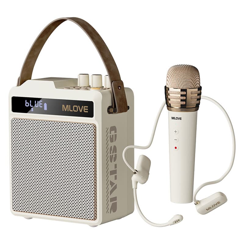 MLOVE N5 alles-in-één karaoke- en PA-systeem met draadloze headset en handheld-microfoon, professionele DSP-audioprocesseur — afbeelding 1