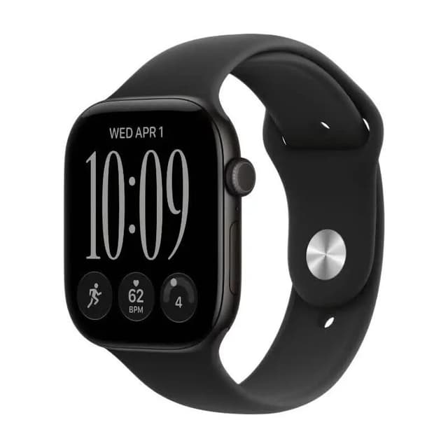 Apple Watch Series 12 GPS 46 mm Zwart Aluminium Kast met Zwart Sportband - M/L