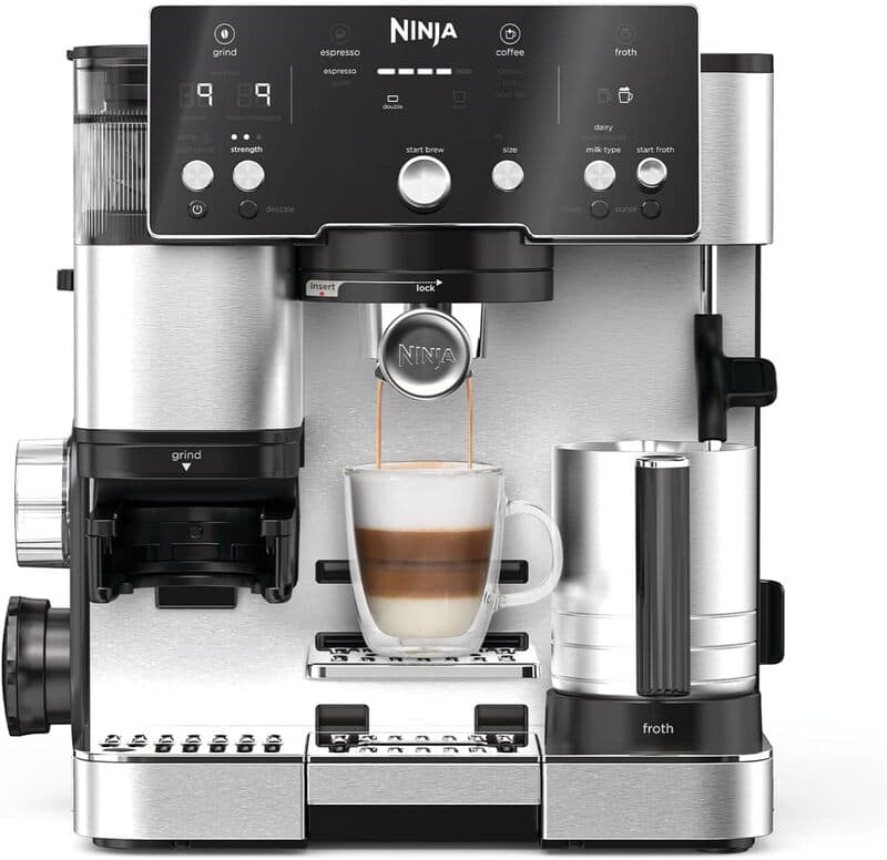 Ninja ES501EU Luxe Café Espressomachine 2-in-1 met bonenmaler en melkopschuimer, gebruiksvriendelijk, 2 opschuimstanden — afbeelding 1