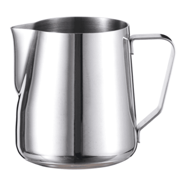 HiBREW 350 ml roestvrijstalen melkopschuimkan, koffiekan, latte-artbeker, cappuccino-melkkan, espresso-latte-art-melkopschuimkan, opschuimkan - 350 ml