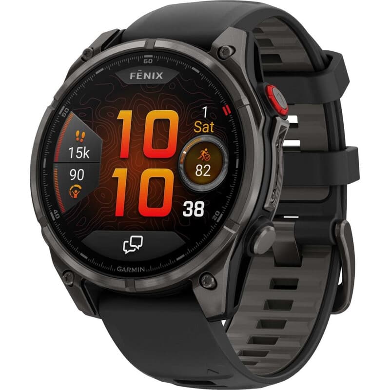 GARMIN Fenix 8 Pro AMOLED saffier GPS smartwatch - 47 mm - zwart/carbon grijs DLC titanium - zwart siliconen bandje — afbeelding 1