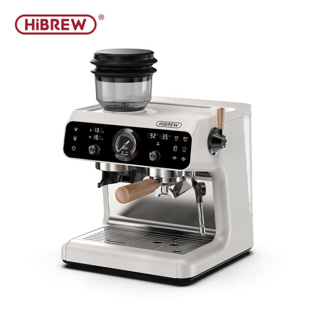HiBREW H7B verbeterde Barista Pro-espressomachine met dubbele boiler en ingebouwde molen met 30 maalstanden voor café, hotel en restaurant