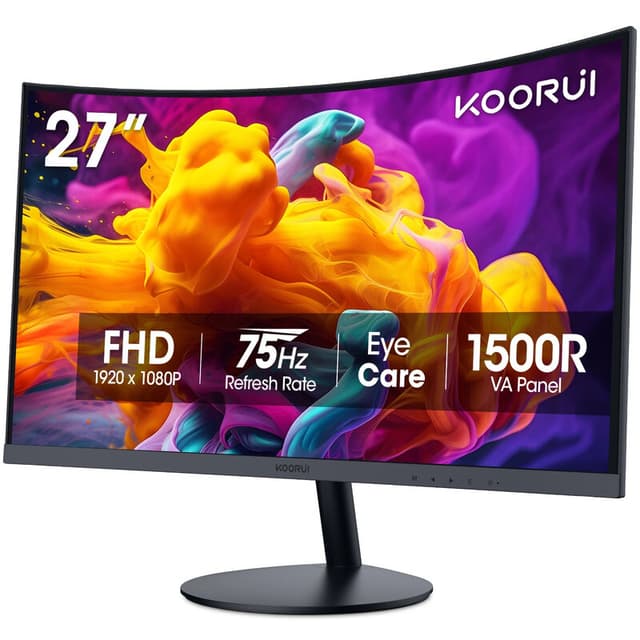 【Vakantiegeld-aanbieding】KOORUI 27N5CA 27-inch VA FHD 75Hz curved monitor, ideaal voor gaming en thuiswerk
