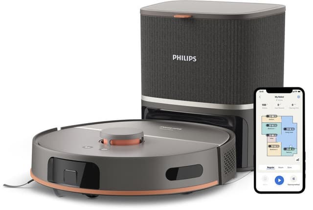 Philips XU5100/10 HomeRun 5000-serie robotstofzuiger - 10.000 Pa zuigkracht - Automatisch leegstation - Dubbele roterende dweil - App-bediening