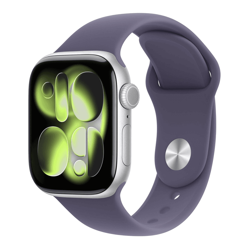 Apple Watch Series 11 GPS 42 mm zilveren aluminium behuizing met paarse mist sportbandje - S/M — afbeelding 1