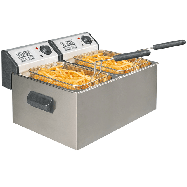 Fritel friteuse Profi 3855 Duo - professionele friteuse / friteuse - 2 x 5 l - stofwerend deksel - olie + vast vet