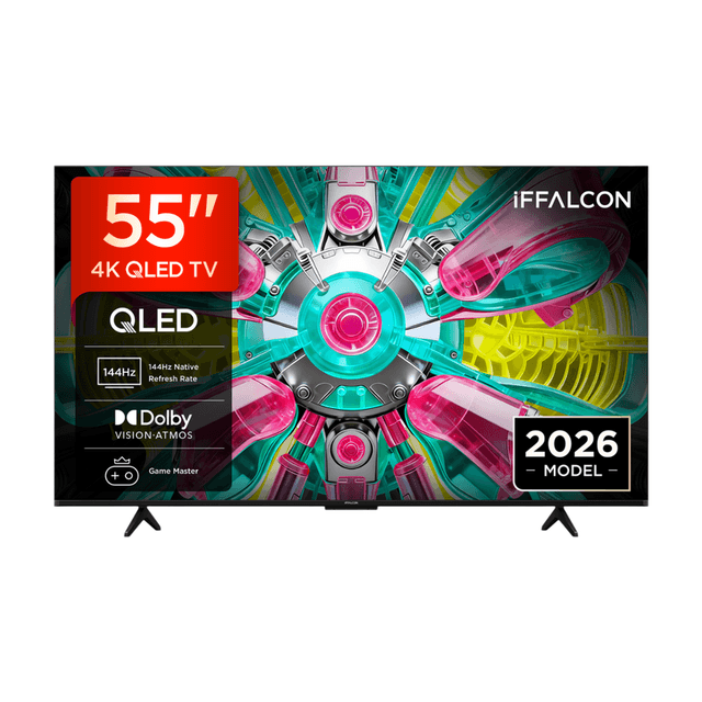 iFFALCON 55U75A 55" 4K QLED, HDR, Google TV, Dolby Vision, HDR10+ & Atmos, 144Hz VRR, FreeSync Premium, Game Master, Spraakbediening, Google Assistent, Google Cast, AirPlay 2