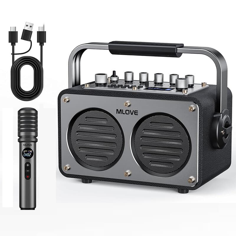 MLOVE Rangers S1 karaokemachine voor volwassenen met draadloze microfoon, Bluetooth 5.4, 200W draagbare PA-luidspreker, opname (REC), EQ-geluideffecten, instrumentingang – ideaal voor thuis, outdoor feestjes, vrienden en familie cadeaus — afbeelding 1