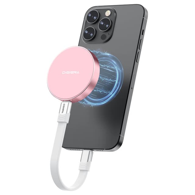 DigiEra 1TB magnetische draagbare SSD – USB 3.2 Gen 2x2 externe solid-state drive, tot 2000 MB/s snelle overdracht, compatibel met iPhone 15/16-serie en andere USB-C-apparaten, model LPS2000M-3, roze